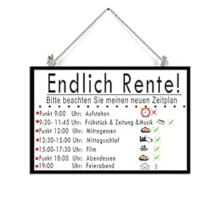 Rente Deko,Ruhestand Geschenk,Witzige Abschieds Geschenk zum Renteneintritt,Schild Rente lustiger Spruc,Geschenk…