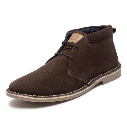 Image of LOUIS STITCH Chukka Boots For Men| Suede Leather Boots for Men| High Ankle Casual Boot | Casual Office & Trekking Shoes | Hiking Boots for Men | Stitch Down Desert Boots | Size-UK12 Brown [LSSDSUCKCUBB ]