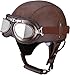 Produktbild Syagot Retro Motorradhelm Lederhelm Jethelme Leder-Helm Vintage Mopedhelm Mit Brille Motorradkreuzer-Rollerhelm im Deutschen Stil (XL)