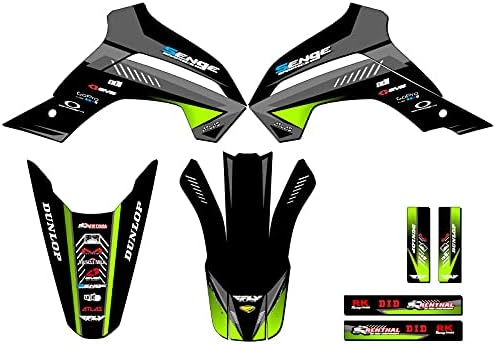 2021-2025 KLX 140 RF Surge Black Senge Graphics Complete Kit with Rider I.D. Compatible with Kawasaki