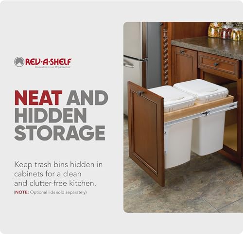 Contenedor de basura doble de 35 Qt bajo gabinete blanco miniatura 5
