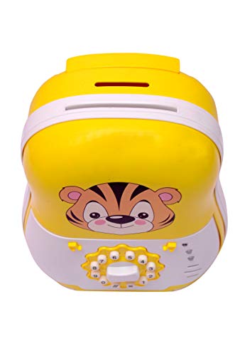 Image of Crackles Trolley Shaped Musical Cartoon Electronic Password Piggy Bank Cash Coin Auto Scroll Paper Money Saving Box- Color and Design May Vary