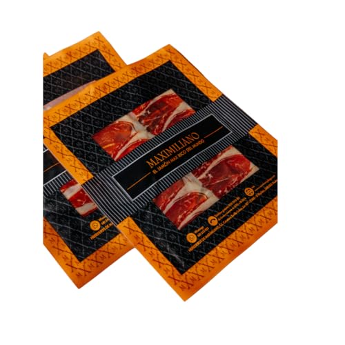 Maximiliano Jabugo - Paleta Cebo de Campo - Paleta 100% Ibérica - 22 Estuches 100 gr - Loncheada a Máquina - Exclusiva y Auténtica - Curación 18 Meses - Crianza en Libertad