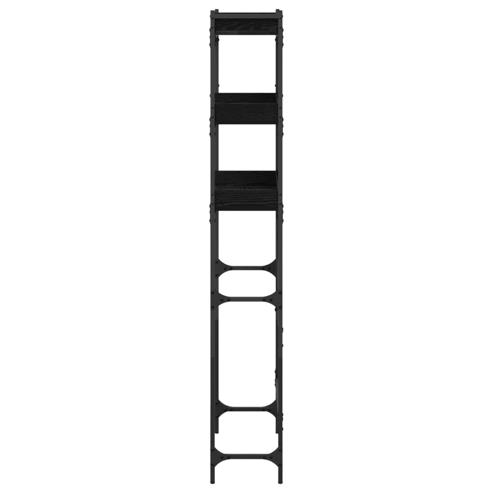 Regał na pralkę czarny z materiału drewnopochodnego z ramą stalową, 67 x 25 x 163 cm, 3 półki, do wnętrz, zajmuje mało miejsca, wytrzymały i stabilny, na akcesoria do pralek i suszarek