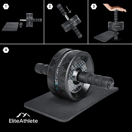 EliteAthlete Roue Abdominale - Roulette Abdominaux - AB Wheel - Rouleau Abdo - Abdos musculation appareil de sport fitness - AB Roller incl. tapis rembourré – Image 6