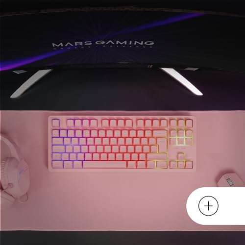 MK023, Tastiera Gaming TKL, Tecnologia Ibrida H-Mech, Illuminazione FRGB Rainbow, Anti-ghosting, Compatibilità Universale, Rosa, Lingua Francese - Tastiera gaming - Immagine 5