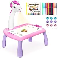 Aolieh Trace and Draw Projector Toy,Kids Drawing Board Art Projector Table,Painting Drawing Table Led Projector Toddler Toy Educational Drawing Playset for Kids Boys Girls Age 3+