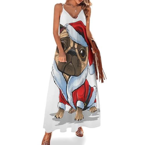 Robe sans manches carlin de Noël pour femme pour rester fraîche à la plage