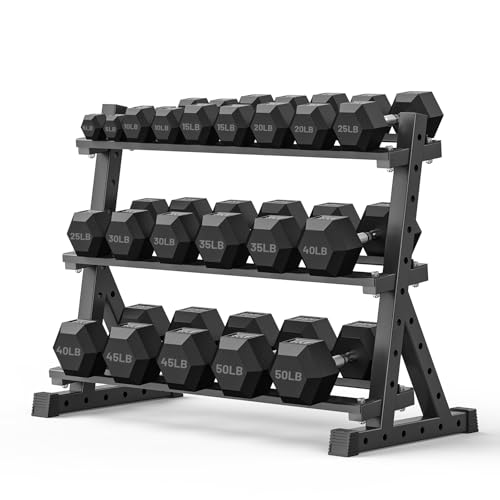 PAPABABE Hex Dumbbell Set with Rack, 550LB, Multiple Weights