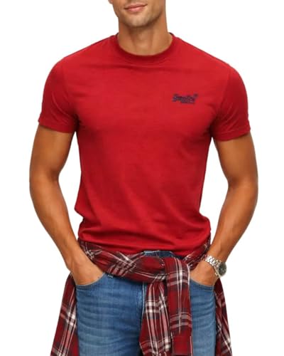 Superdry Mens Essential Logo T-Shirt Expedition Red (UK Alpha L Regular Regular Expedition Red)