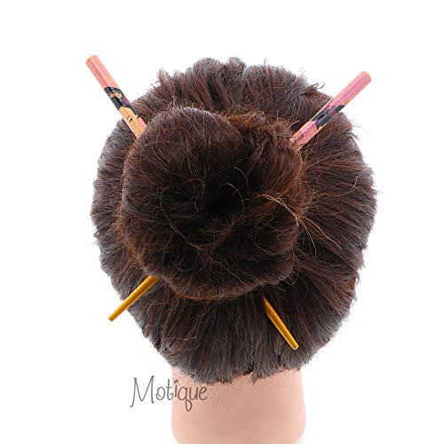 Palos de pelo para mujer con acabado pulido y grabado de dama china sutil 2