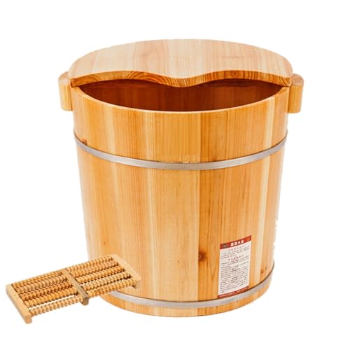 Wooden Foot Basin, Wood Foot Tub Bucket Pedicure Barrel Foot Massager Foot Spa Treatment for Foot Bath Massage Spa Sauna Soak Pedicure Massager Tub Light Brown - H 35cm ( Color : 3 , Size : Height 35c