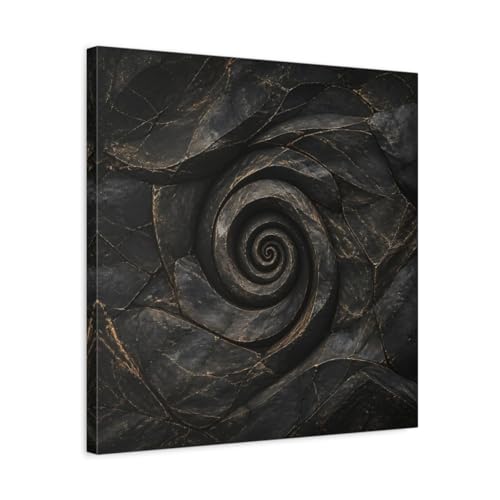 Toile canvas spirale de pierre abstraite sombre pour habiller un grand mur de salon vide
