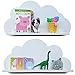 Mensole Cloud in bianco, grigio, blu e rosa, per la camera dei bambini (2 ripiani) Scaffali (Bianco)