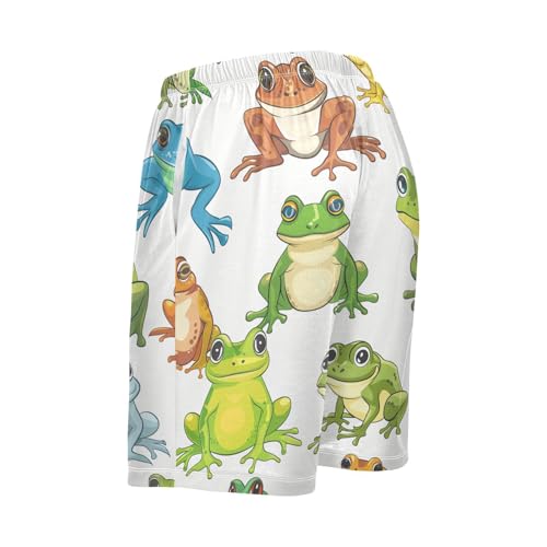 Cute Frogs Pajama Bottom Shorts for Men Soft Casual Sleep Lounge Shorts with Pockets S-XXL3