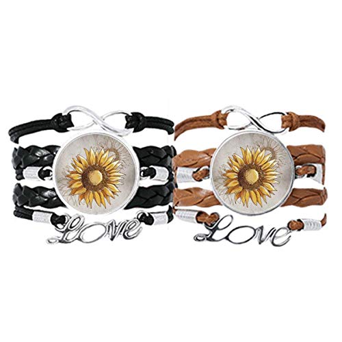 Bracelet en cuir corde de tournesol bijou bohème ajustable