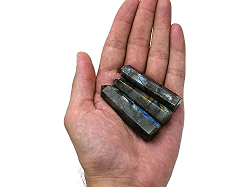 Image of Amazing Gemstone Labradorite Crystal Towers - Natural Healing Crystal Point Obelisk for Reiki Healing and Crystal Grid (2 inch to 3 inch INCH)