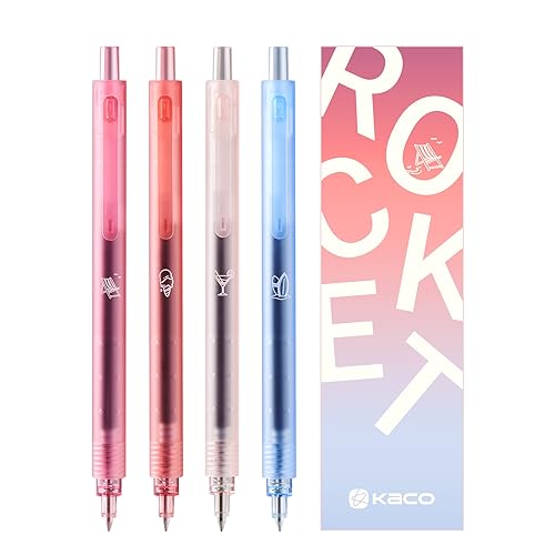 Image of KaCo ROCKET Gel Pens 4 Pieces 0.5mm Black Ink