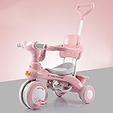 4. Lastlager: 50 kg Kinder Dreirad Fahrrad im Freien Kinderwagen Kinderwagen,Monsteramy (Color : Pink)