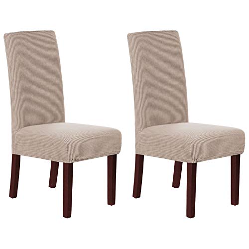 H.Versailtex Chair Cover Stretch Removable Washable Chair Slipcovers for Hotel Dining Room Ceremony Banquet Wedding Party Decor (Sand, set of 2)