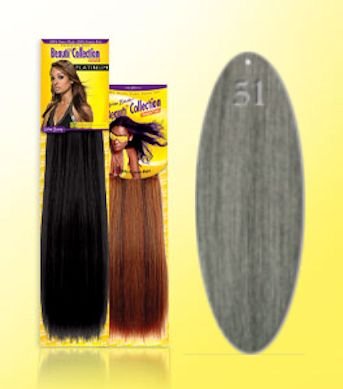 Human Hair Weave -Yaki Weave 10" - #51 Silver - Size: 10"