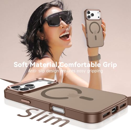 Image of BENTOBEN Ultra-Hybrid Magnetic for iPhone 17 Pro Max Case, Compatible with Mag-Safe, Slim Shockproof Military-Grade Protection, Matte Hard Back Cover for iPhone 17 Pro Max, Desert Titanium