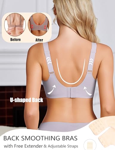Image of Avidlove Womens Seamless Bras V Mesh Comfort Bralette Everyday T-Shirt Bra | wireless comfort with jelly lift; soft breathable; seamless back smooth; widded straps and side wings; full coverage