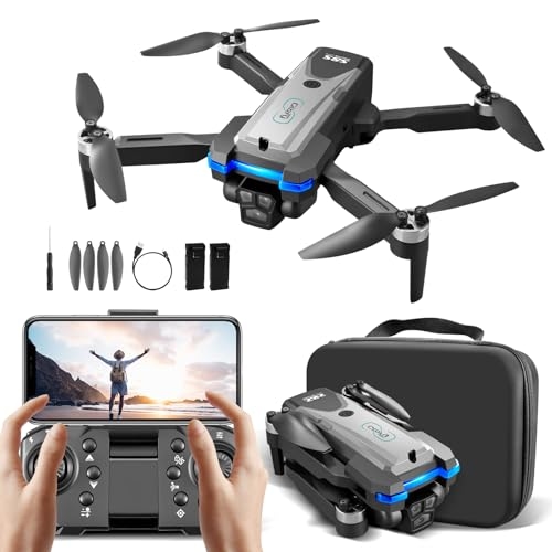 S8S Drone Com Camera, Drone Profissional 1080p 4K HD Três Câmeras, Fluxo óptico FPV Motores Brushless, WiFi Mini Controle Remoto DroneQuadricóptero (GN-504)