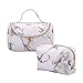 Produktbild Kosmetiktaschen Marmor, Jooheli 2 Stück Kosmetiktaschen Damen, Schminktasche Wasserdichte PU Make Up Bag Waschbeutel Kosmetik Reise Kulturbeutel Federmäppchen Täschchen für Frau Mädchen