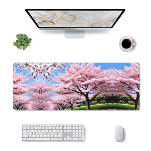 Tapis de souris de jeu fleurs de cerisier roses 80 x 30 cm antidérapant