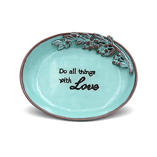 Laraine Jewelry Dish Display Trinket Tray Oval Bowl Home Decorative Organizer Gift Necklace Earring Rings Holder Storage 3.1'×2.5'×0.4' (Oval Blue)