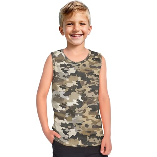 Xnshcedy Boys Camo Tank Tops Sleeveless Shirts for Age 1-2 Kids Athletic Vest for Preschool Children Lightweight Waistcoat for Child Toddler Stylish Undershirts for Seaside Party