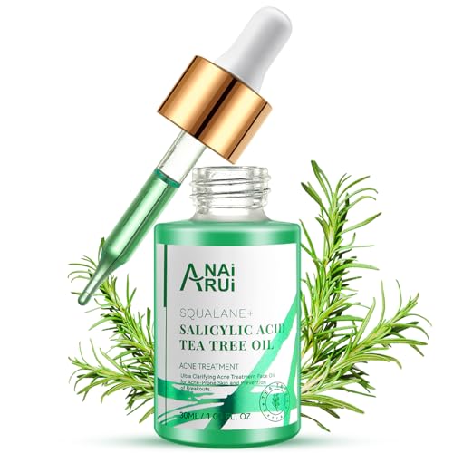 ANAI RUI Acne Face Oil,Tea Tree Oil with Salicylic Acid,Acne Prone Skin Oil,Soothe Acne,Redness Relief, Tea Tree Oil for Face,Back, Clarifying & Purifying 1Fl.OZ