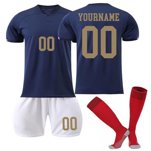 Camiseta Fútbol Francia Personalizadas para Hombres y Niño, equipación Fútbol DIY Nombre y Número con Conjunto Top Pantalón Corto y Calcetines Regalo de Fútbol