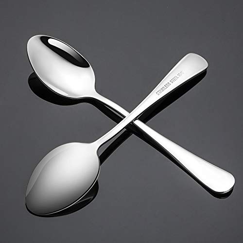 Briout Teaspoons Set of 12, 6.7 Inches Spoons Silverware Premium Food Grade Stainless Steel, Silver