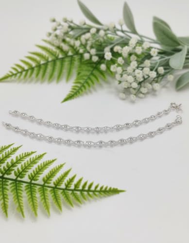 Image of WomenSky Indian Traditional Ethnic Anklet Jewellery sleek Silver Plated Painjan, Payal, Anklets Pair for Women & Girls