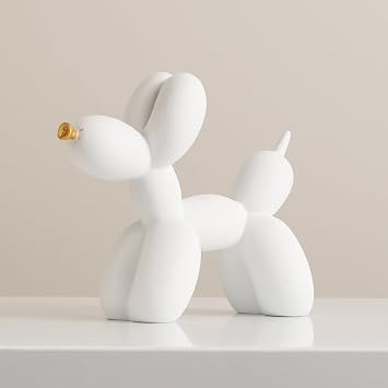 Cute Resin Dog Statue Decorations are Suitable for Modern Desktop Decoration, Home, Bedroom, Living Room, and Office Decoration White