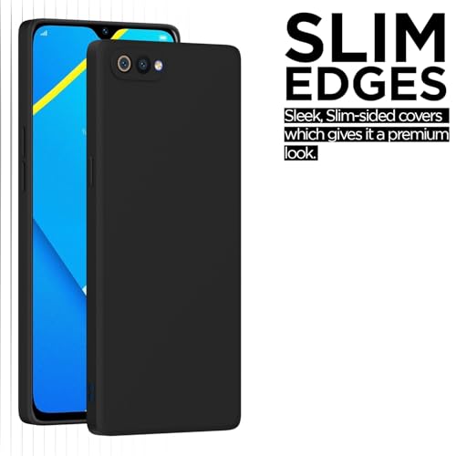 Image of Outlouders Back Cover for Realme C2 | Camera Protection | Durable Soft Matte Silicone Bumper Case (Black)