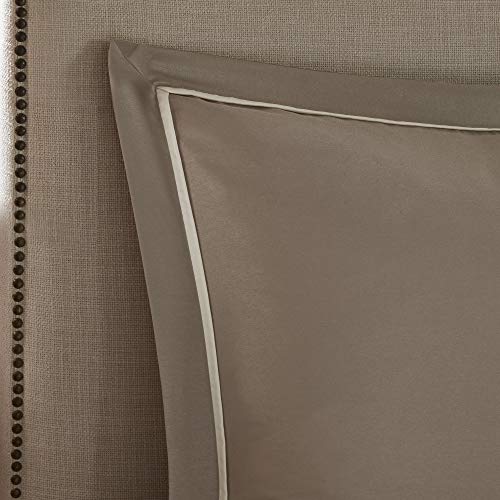 Image of Madison Park Essentials Room in a Bag Faux Silk Comforter Set - Luxe Diamond Tufting All Season Bedding, Matching Curtains, Decorative Pillows, Taupe King(104 inchx92 inch) 24 Piece