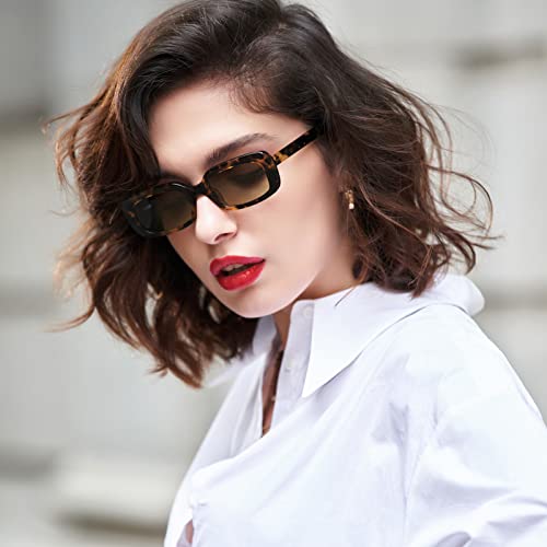 Veda Tinda Y2k Rectangle Sunglasses Men Women Polarized 90's Retro UV400 Protection Brown2