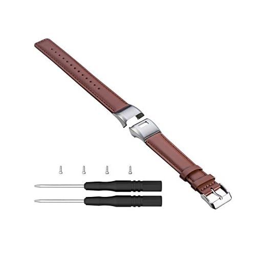 KOMI Klockarmband kompatibelt med Garmin Vivosmart HR +, läderremmar ersättning för Vivosmart HR plus (brun)