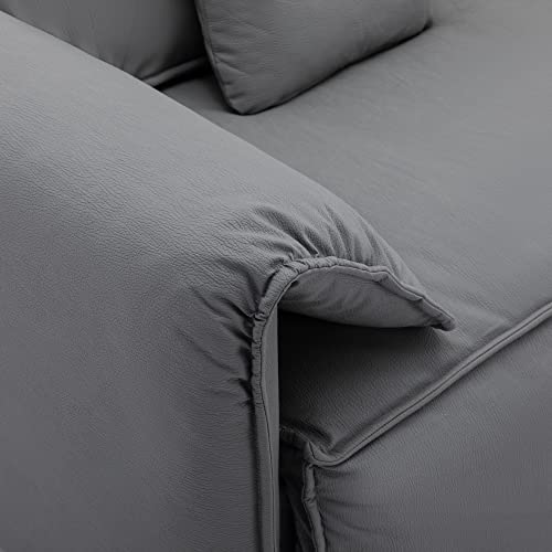 Merax Luxury Modern Style 2-Piece Upholstery Sofa Set With 4 Tossing Pillows For Living Room, 77.2 + 90.6 Inch Length, Grey #TOP5