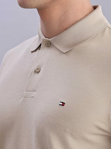 Image of Tommy Hilfiger Solid Regular Fit Cotton Polo T-Shirt