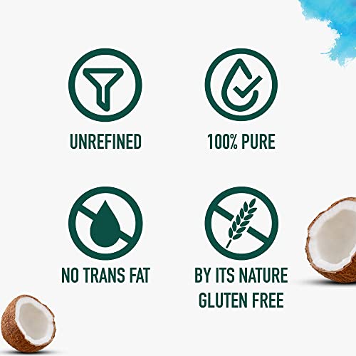 Image of Dabur Pure & Unrefined Cold Pressed Virgin Coconut Oil | 1L | Naturally Cholesterol Free | Rich Aroma & Flavour of Natural Coconut Oil | For Daily Cooking with Multipurpose Usage | Finest Quality Coconuts | No Trans Fat | 60% MCT | Anti-spillage bottle