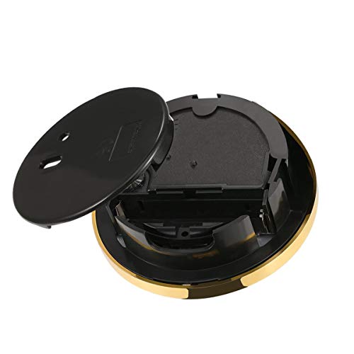 HILLHOME Mini Quartz Clock Insert 2.8 Inch (70 mm) Round Quartz Movement Miniature Clock White Dial Gold Trim Arabic Numerals, Fit 2.4 Inch (61 mm) Diameter Hole