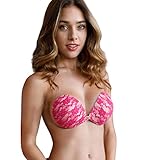 Flyrt Sticky Adhesive Bra Lace Strapless Backless Padded Push-up (M, Pink)