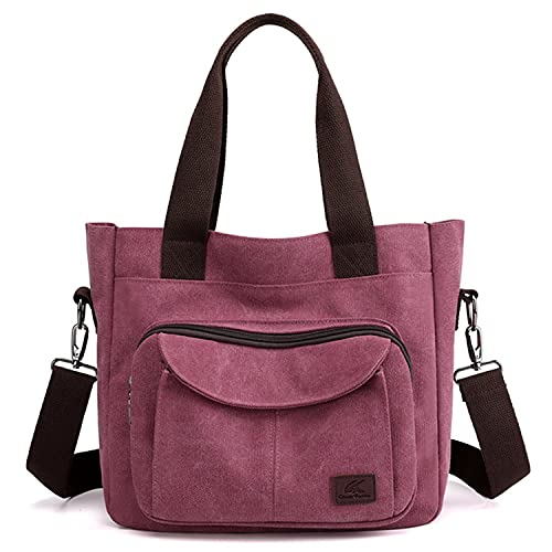 Bolso Tote de lona para mujer multi bolsillo miniatura 1