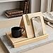 Triangle Book Holder, Wooden Book Rest for Reading with Built-in Cup Holder & Phone Stand, Multi-Functional Desktop Organizer for Books, Tablet, and Coffee Mug