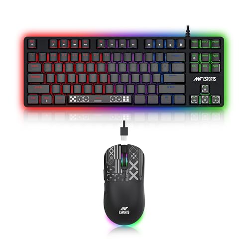 Image of Ant Esports Thunder20 Wired Mechanical Gaming Keyboard and Mouse Combo | TKL Keyboard Rainbow Backlight 26Anti-Ghosting Keys, 6-Button 3600DPI Mouse | USB | PC /Laptop Compatible Red Switch Black