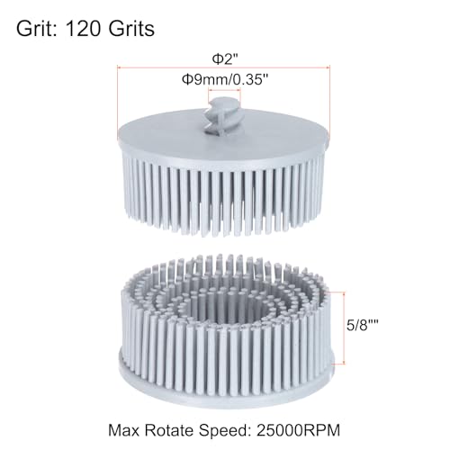 Image of HARFINGTON 2pcs Bristle Disc 2 inch 120 Grit Abrasive Brush Deburring Electric Disc Brush with Quick Change Lock Abrasive Coating Removal Disc for Metal, White